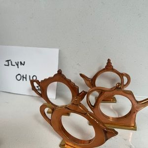 Custom made Set of 4 Teacup Napkin Rings Brass looking One of a kind gift